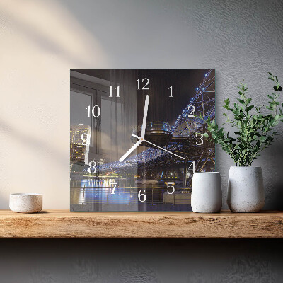 Glass clock square Night