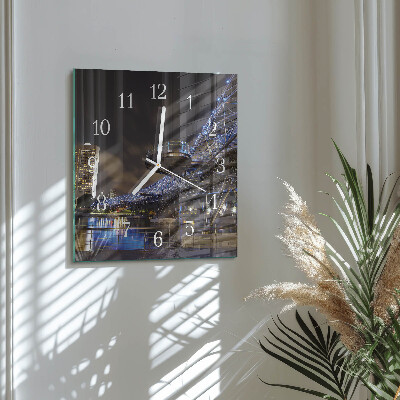 Glass clock square Night