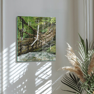 Square wall clock Rope bridge