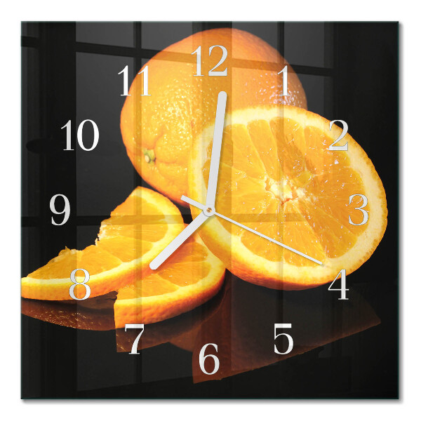 Glass wall clock square Oranges