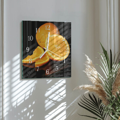 Glass wall clock square Oranges