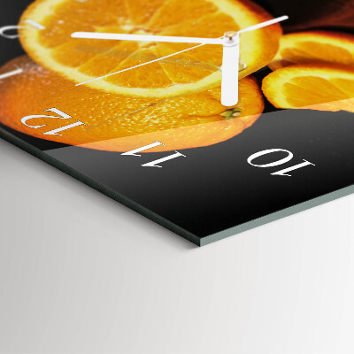 Glass wall clock square Oranges