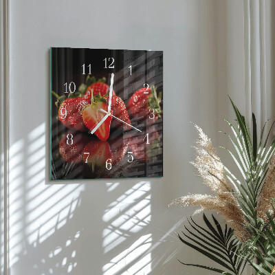 Square kitchen clock Strawberries