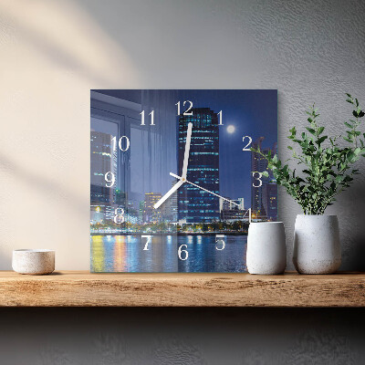 Square kitchen clock Night city