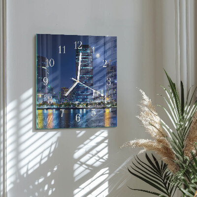 Square kitchen clock Night city