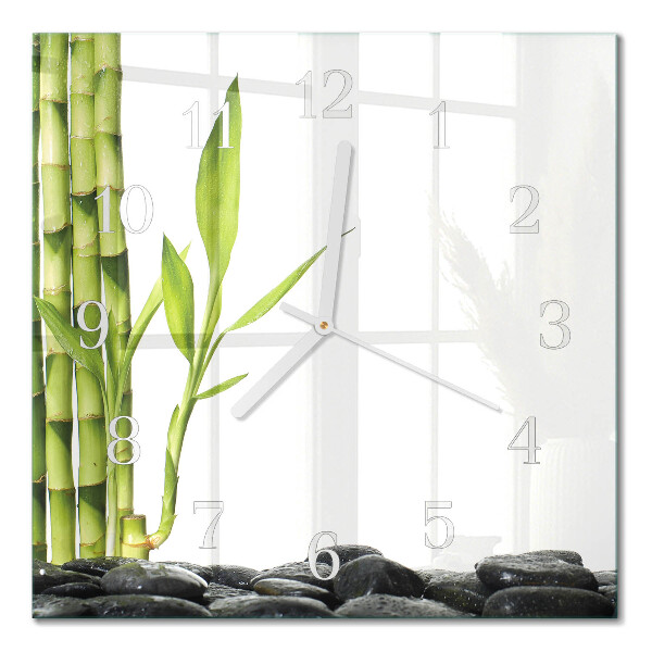 Glass wall clock square Bamboo