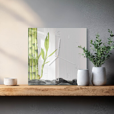 Glass wall clock square Bamboo