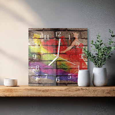 Glass clock square Brick