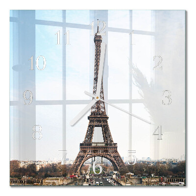 Glass clock square Eiffel tower