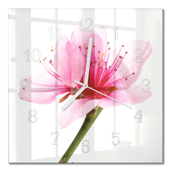 Glass clock square Flower