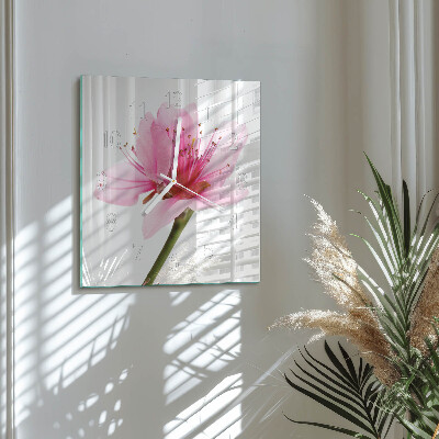 Glass clock square Flower