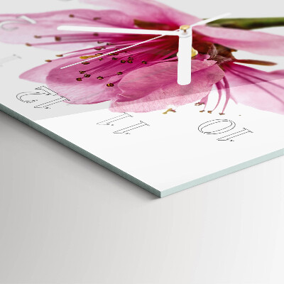 Glass clock square Flower