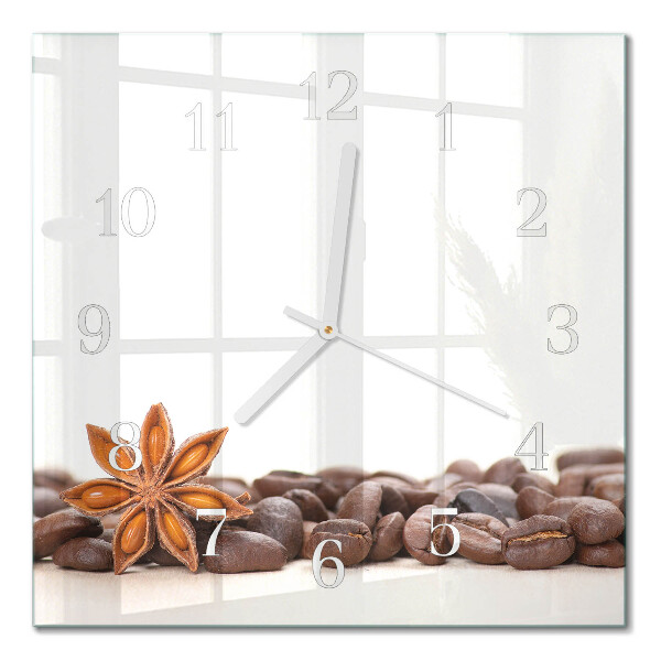 Glass wall clock square Coffee beans