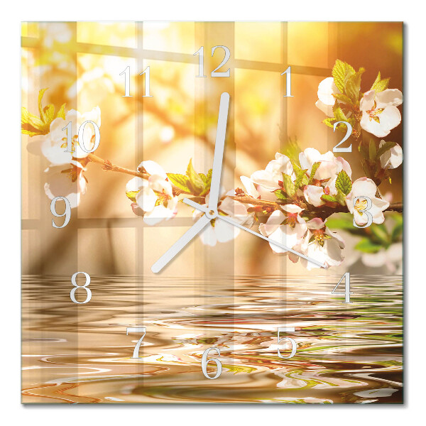 Square wall clock Flowers