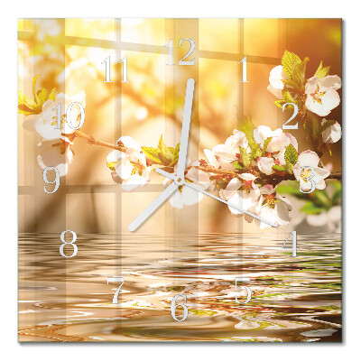 Square wall clock Flowers