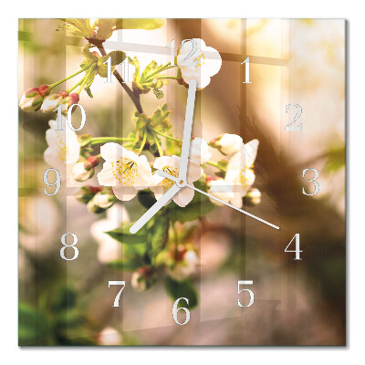 Glass wall clock square Nature
