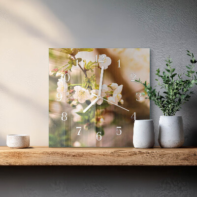 Glass wall clock square Nature