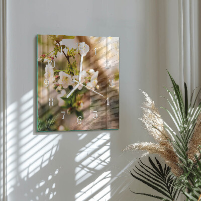 Glass wall clock square Nature