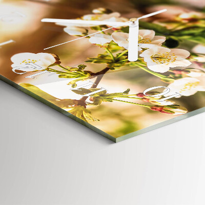 Glass wall clock square Nature