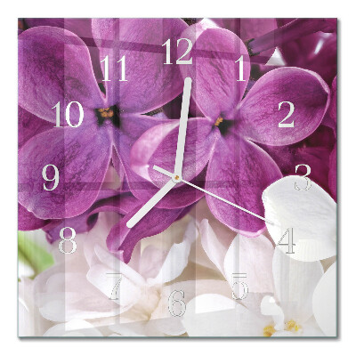 Glass clock square Flowers