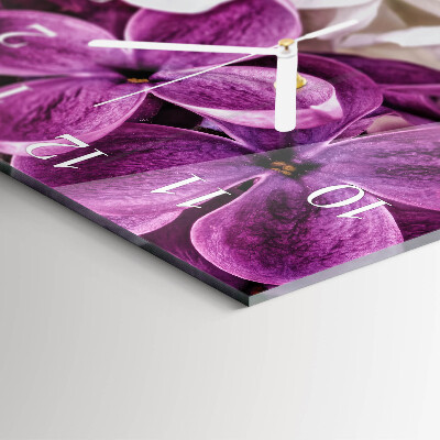 Glass clock square Flowers