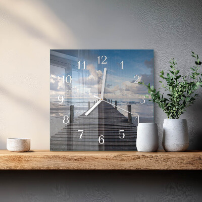Glass wall clock square Bridge