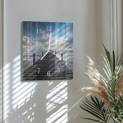 Glass wall clock square Bridge
