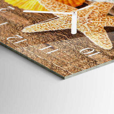 Glass clock square Starfish