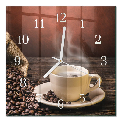 Glass wall clock square Coffee