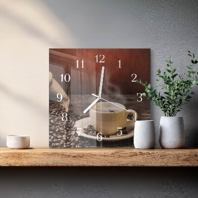 Glass wall clock square Coffee