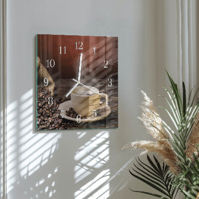 Glass wall clock square Coffee