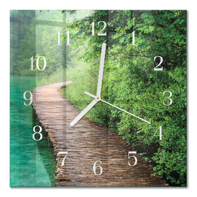Glass clock square Wooden jetty