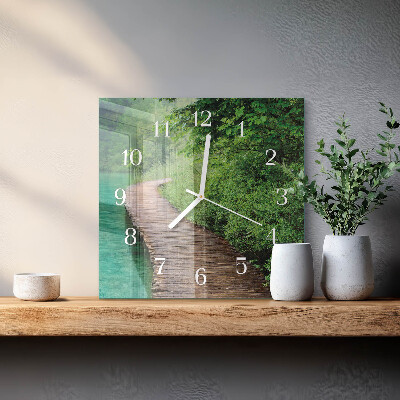 Glass clock square Wooden jetty