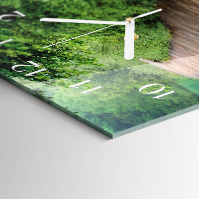 Glass clock square Wooden jetty