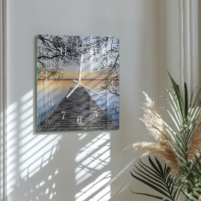 Glass wall clock square Dusk