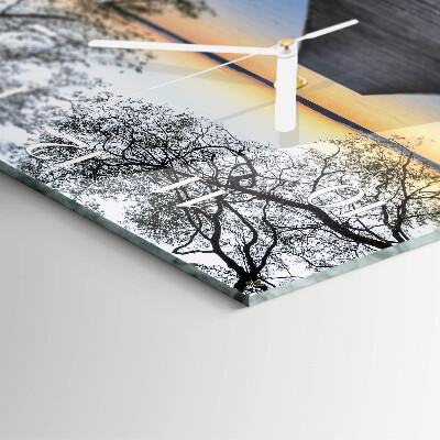 Glass wall clock square Dusk