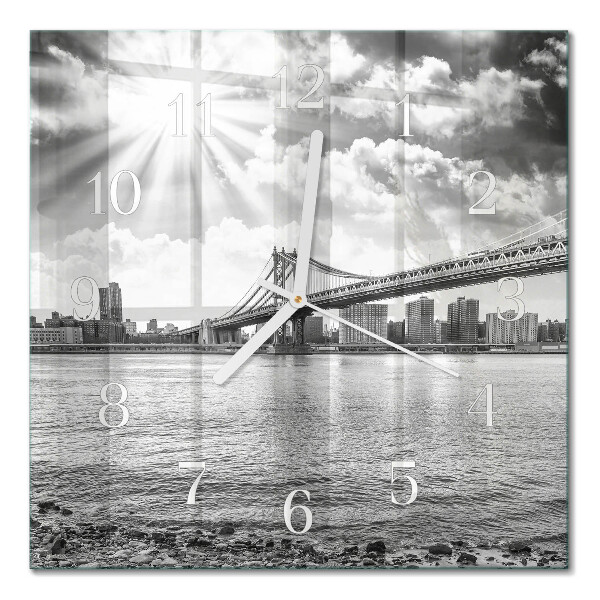Glass wall clock square Bridge