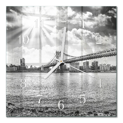 Glass wall clock square Bridge