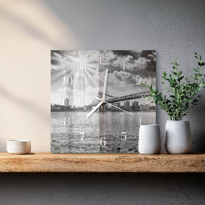 Glass wall clock square Bridge