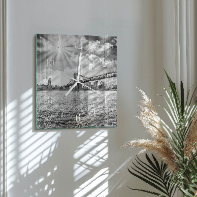 Glass wall clock square Bridge