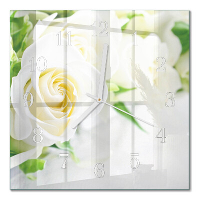 Square kitchen clock Roses