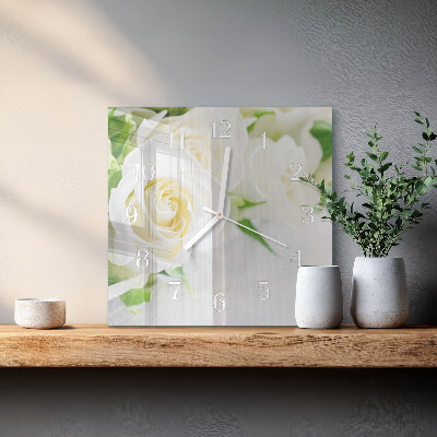 Square kitchen clock Roses