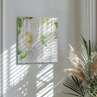 Square kitchen clock Roses