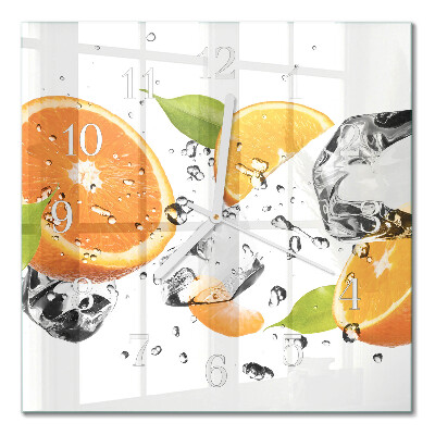 Glass wall clock square Oranges