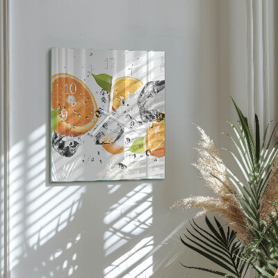 Glass wall clock square Oranges