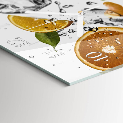 Glass wall clock square Oranges