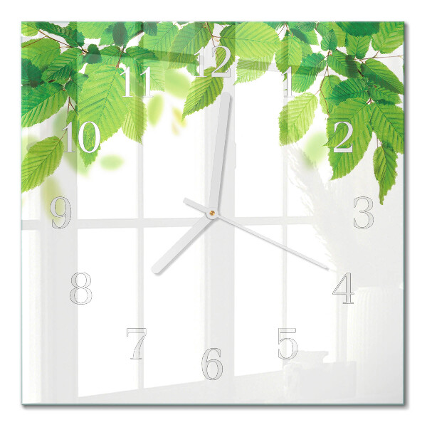 Square kitchen clock Leaves