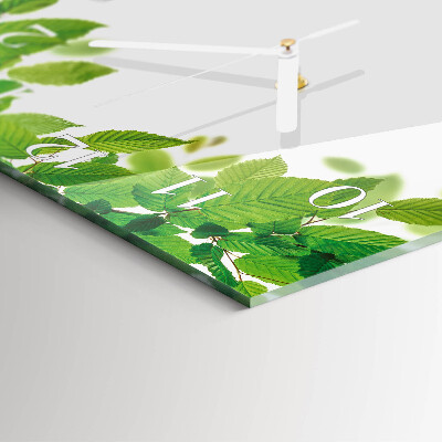 Square kitchen clock Leaves