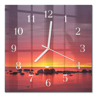Glass clock square Sunset