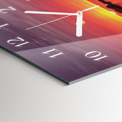 Glass clock square Sunset